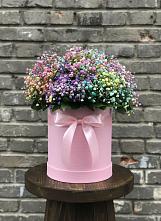 Цветочная композиция из Гипсофила и Розы в шляпной коробке #REPLACE_PRED# Снегирях