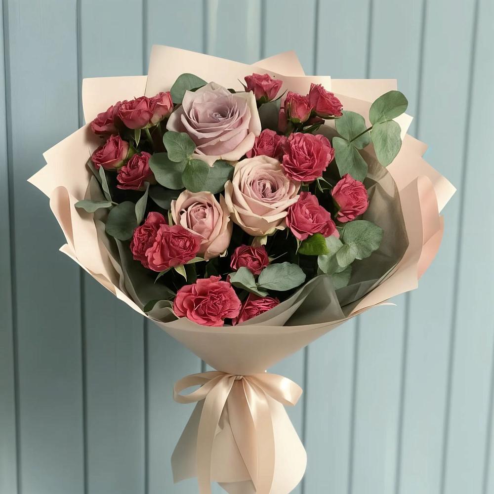 Букет цветов из: Гвоздики и Розы в Снегирях