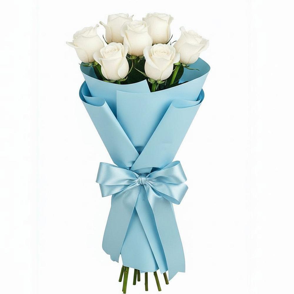 Букет 7 белых роз Проуд в Снегирях