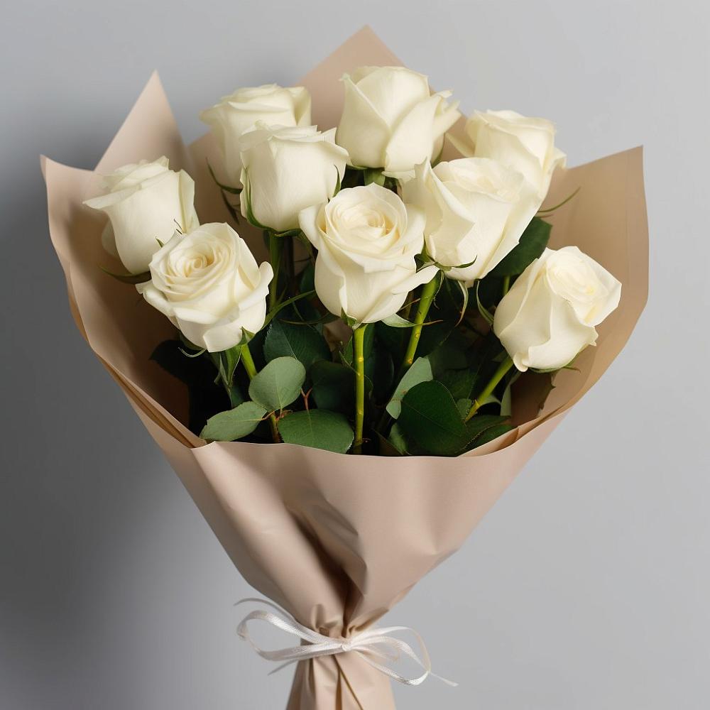 Букет 9 Белых роз Эдлесс Лав в Снегирях