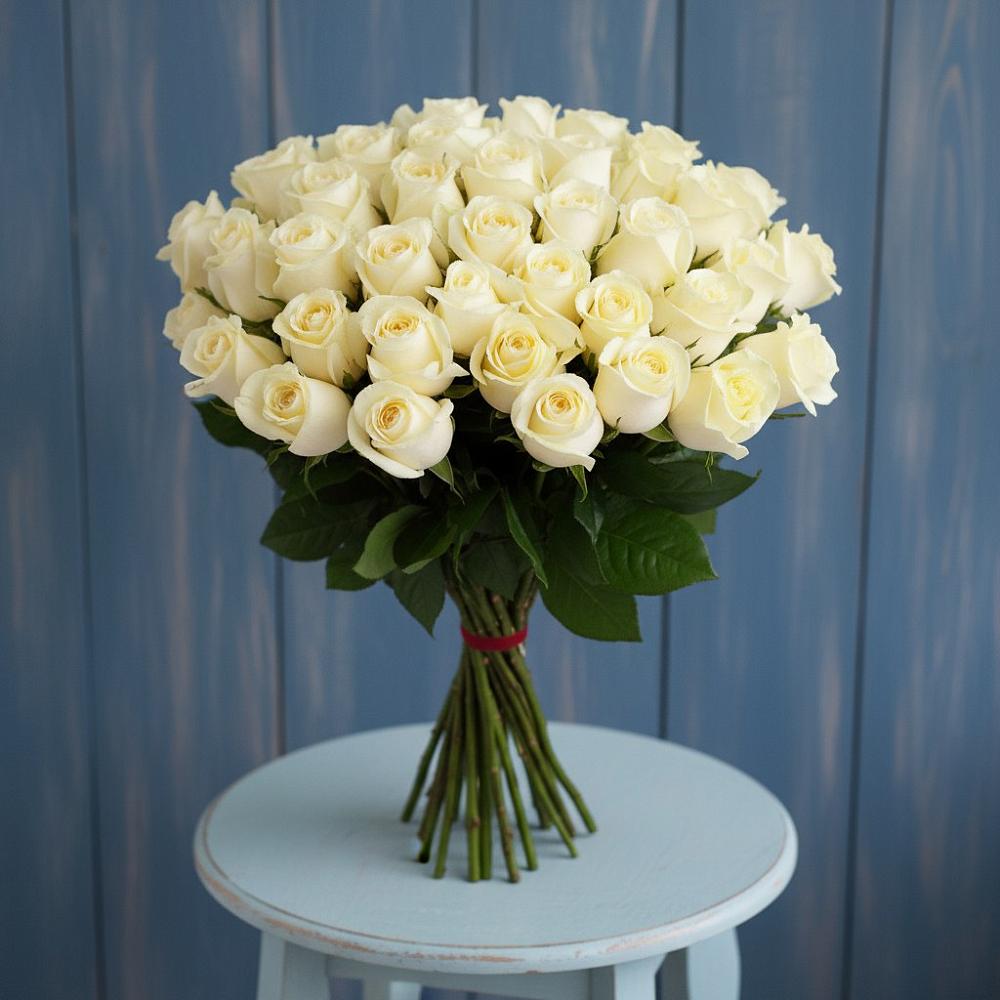 Букет 51 Белая роза Эдлесс Лав в Снегирях