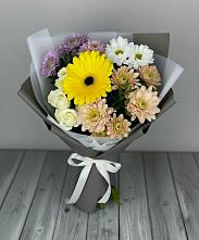 Букет цветов из:  Розы, Герберы и Хризантемы #REPLACE_PRED# Снегирях