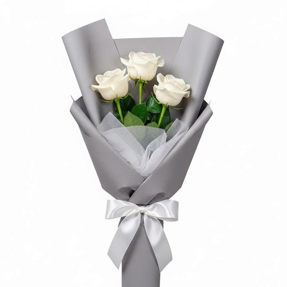 Букет 3 белые розы в Снегирях