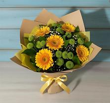 Букет цветов из:  Герберы и Хризантемы #REPLACE_PRED# Снегирях
