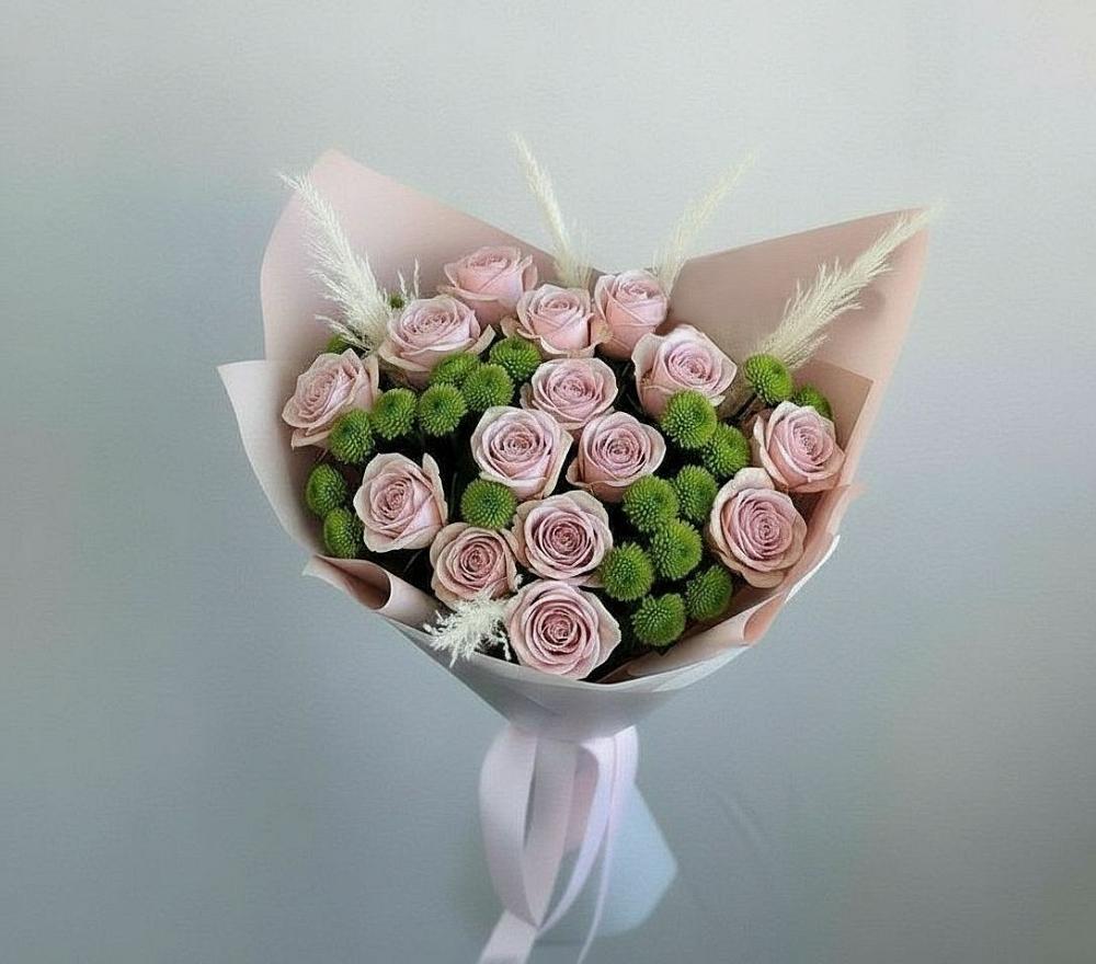 Букет цветов из: Розы и Хризантемы в Снегирях