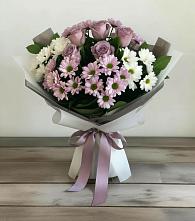 Букет цветов из:  Хризантемы и Розы #REPLACE_PRED# Снегирях