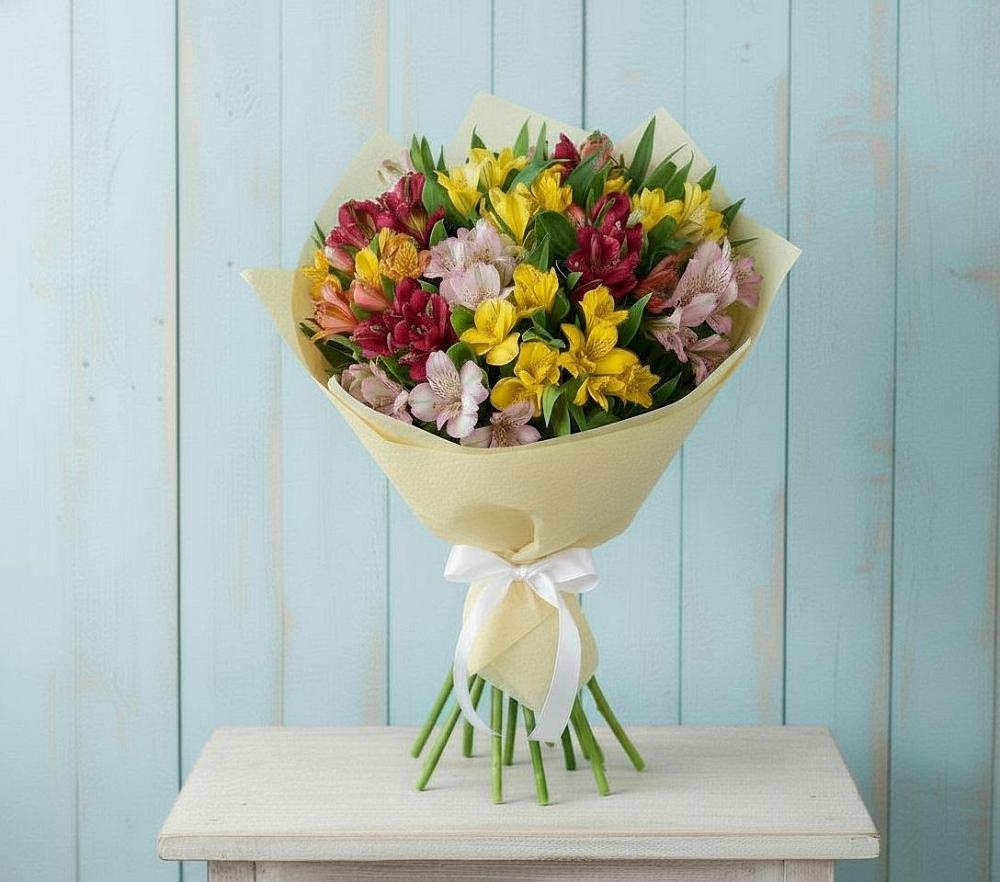 Букет цветов из: Альстромерии в Снегирях